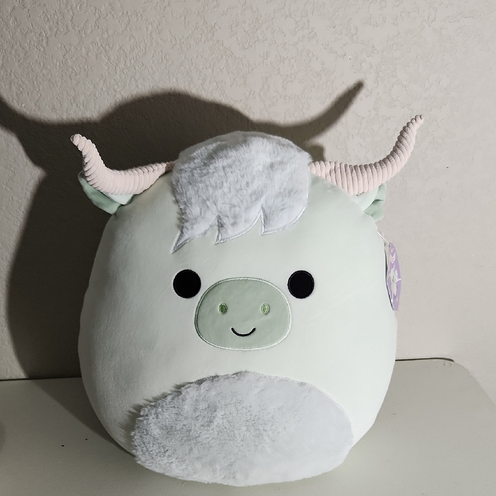 Squishmallow Iver mint cow longhorn highland cow 16 inch new